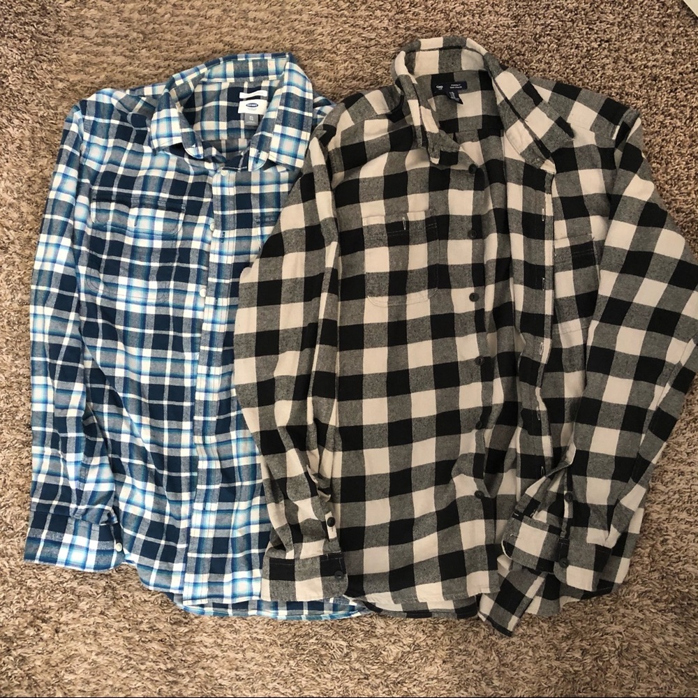 A Gap and an Old Navy Flannel XL